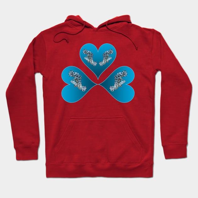 Heart Design | Grouper Trio in 3 Blue Hearts | Background Viva Magenta | Hoodie by Ute-Niemann